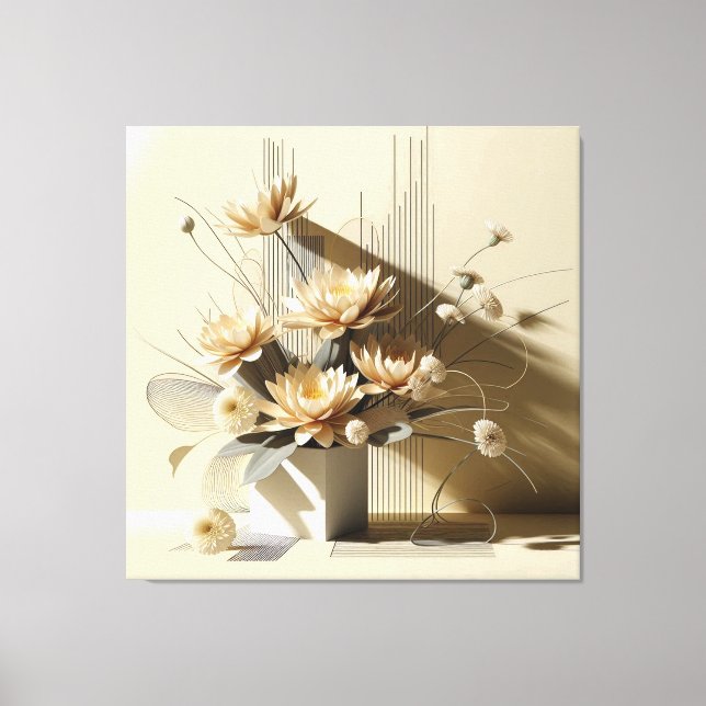 Lotus structure in beige canvas print (Front)