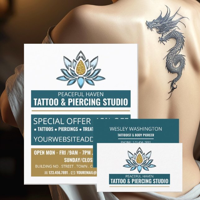 Lotus Tattoo, Tattoo & Body Piercing Studio Advert Flyer (Creator Uploaded)