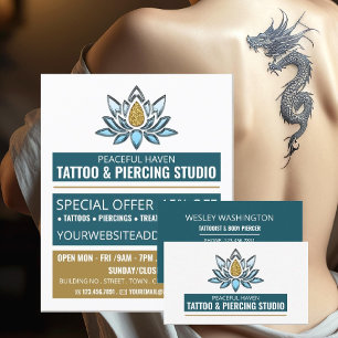 Lotus Tattoo, Tattooist & Body Piercer Business Card