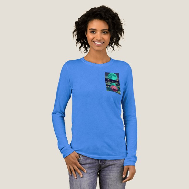Lotus turquoise moonlight Tri-Blend shirt (Full Front)