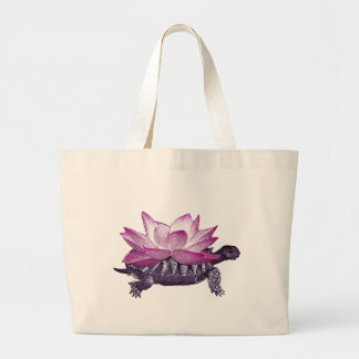 Lotus Turtle Large Tote Bag