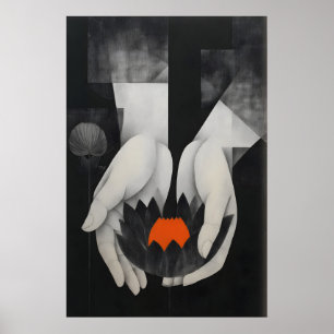 Lotus Wall Art Print - Abstract Hands with