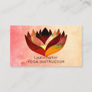Lotus Water colour Yoga Teacher Holistic Health Business Card