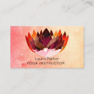 Lotus Water colour Yoga Teacher Holistic Health Business Card
