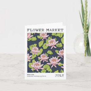 Lotus Water Lily Birth Flower Market July Birthday Card