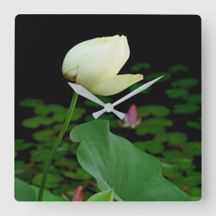 Lotus Water Lily Bud Square Wall Clock