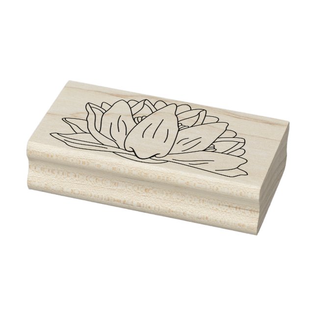 Lotus, Water Lily, Floral, Flower Art Illustration Rubber Stamp (Stamp)