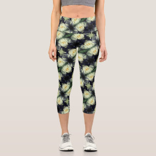 Lotus Water Lily Flower Abstract Art Pattern     Capri Leggings