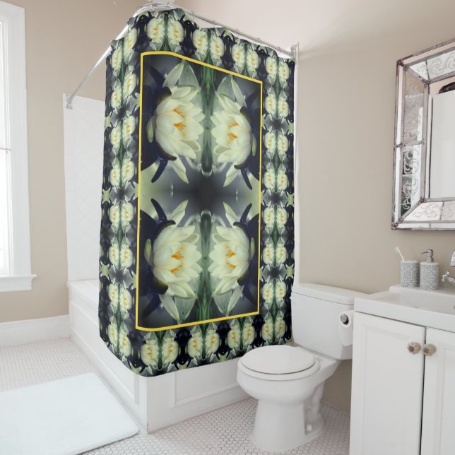 Lotus Water Lily Flower Abstract  Shower Curtain (In Situ)