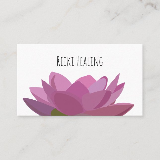 Lotus Water Lily Pink Flower Reiki Healer Business Card (Front)