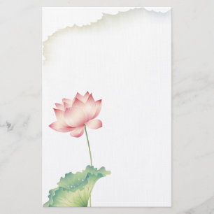 Lotus Watercolor Stationery