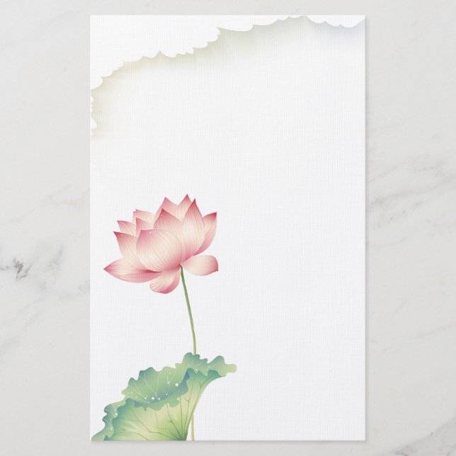 Lotus Watercolor  Stationery (Front)
