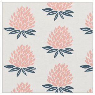 Lotus Waterlily Pink Blue Pattern Fabric