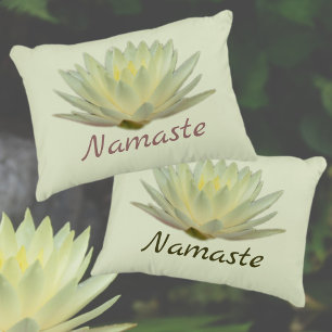 Lotus Waterlily Yellow Green Floral Namaste Decorative Cushion