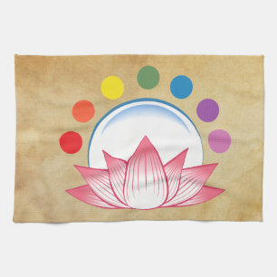 Lotus with chakra tea towel