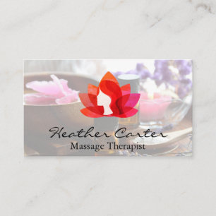 Lotus Woman Icon   Gold Marble   Spa Oils Salts Business Card