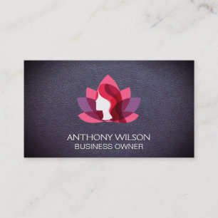 Lotus Woman   Leather Business Card
