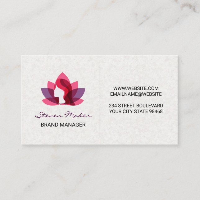 Lotus Woman | Paper Texture Background Business Card (Front)