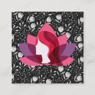 Lotus Woman   Trendy Floral Pattern Square Business Card