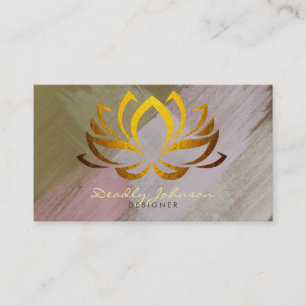 Lotus Yoga Gold Abstract Watercolor Vintage Business Card