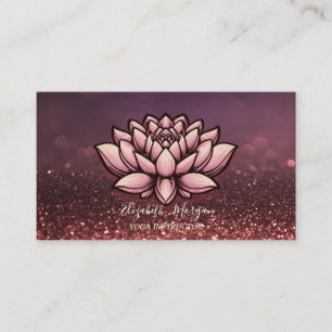  Lotus Yoga Instructor Burgundy Bokeh  Business Card