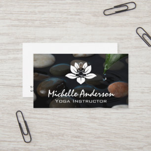 Lotus Yoga Logo Stones in Pond Business Card