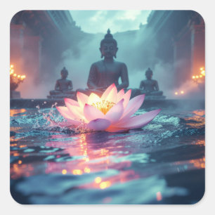LOTUS - ZEN BUDDHISM SQUARE STICKER