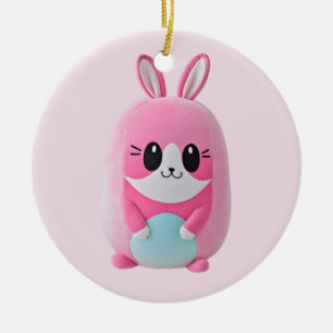 "Lou Lou". A cuddly, pink creature Ceramic Tree Decoration