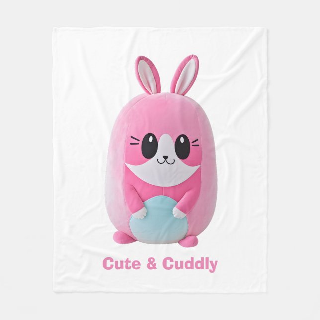 "Lou Lou". A cuddly, pink creature. Fleece Blanket (Front)