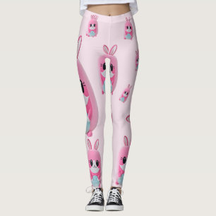 "Lou Lou". A cuddly, pink creature Leggings