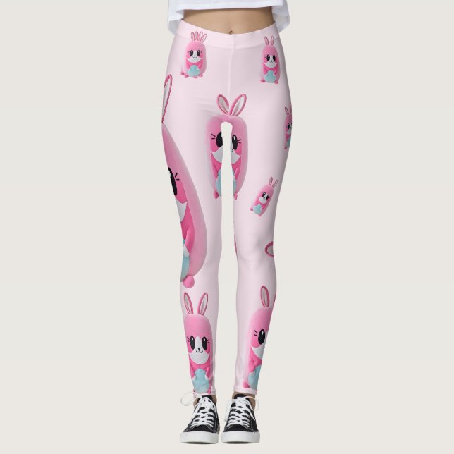 "Lou Lou". A cuddly, pink creature Leggings (Front)