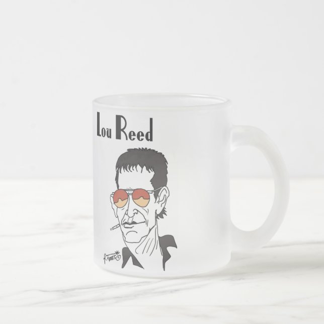 Lou Reed caricature Frosted Glass Coffee Mug (Right)