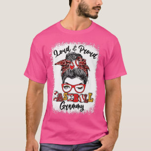 Loud And Proud Baseball Grammy Messy Bun Bleached T-Shirt