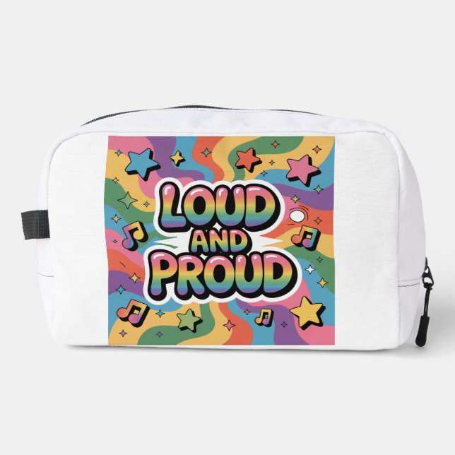 Loud and Proud – Colorful Psychedelic LGBTQ+ Ally  Dopp Kit (Front)