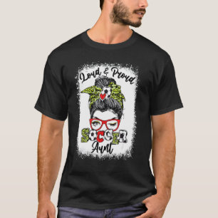Loud And Proud Soccer Aunt Messy Bun Bleached T-Shirt