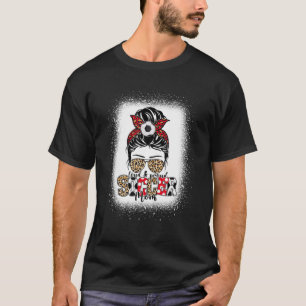Loud And Proud Soccer Mum Leopard Messy Bun Girl M T-Shirt