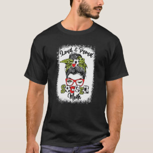 Loud And Proud Soccer Mum Messy Bun Bleached T-Shirt