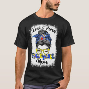 Loud And Proud Volleyball Mama Messy Bun Bleached T-Shirt