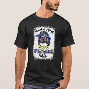 Loud And Proud Volleyball Mum Messy Bun Bleached T-Shirt