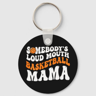 Loud Mouth Basketball Mama Retro Wavy Groovy  Key Ring