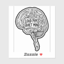 Loud Pipes Quiet Mind — Funny Biker Brain Sticker