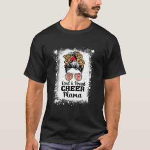 Loud & Proud Cheer Mama Messy Bun Leopard Cheerlea T-Shirt
