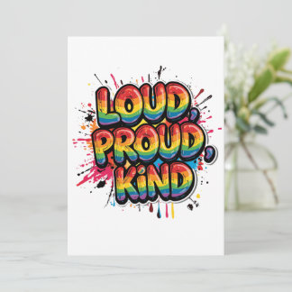 Loud Proud Kind Rainbow Pride Quote Invitation