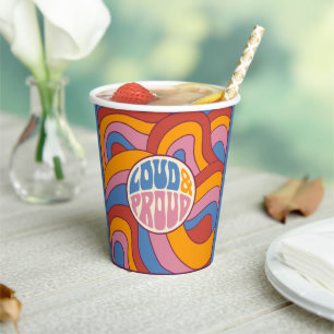 Loud & Proud l Retro Vintage colourful  Paper Cups