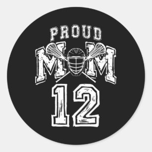 Loud Proud Lacrosse Mum Number Player 12 Mama Fami Classic Round Sticker