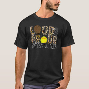 Loud Proud Mum Softball Leopard Print Cheetah Patt T-Shirt