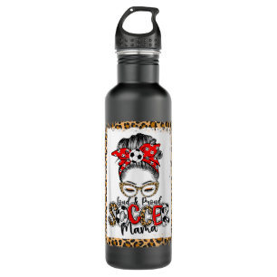 Loud & Proud Soccer Mama Leopard Messy Bun Mum Bl 710 Ml Water Bottle