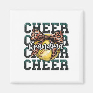 Loud Proud Sport Softll Cheer Grandma Leopard Bow Magnet