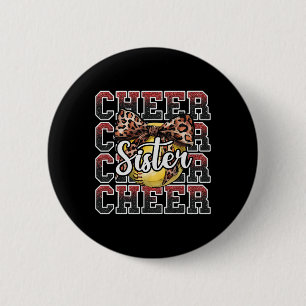 Loud Proud Sport Softll Cheer Sister Leopard Bow R 6 Cm Round Badge