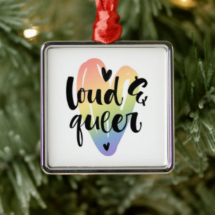 Loud & Queer Watercolor Heart Metal Tree Decoration